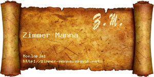 Zimmer Manna névjegykártya